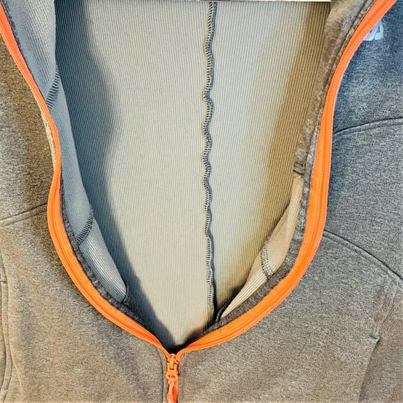 Fila Sport Full Zip Gray Fleece Jacket-Orange Zipper-Signature Logo-Size Medium - Picture 4 of 4